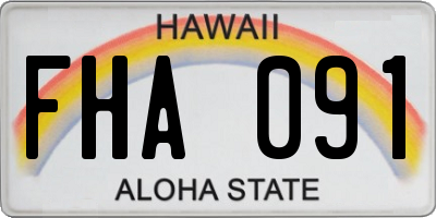 HI license plate FHA091