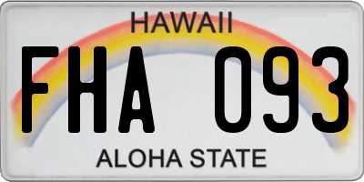 HI license plate FHA093