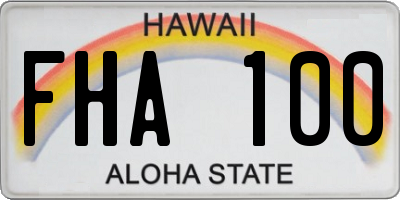 HI license plate FHA100