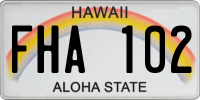 HI license plate FHA102