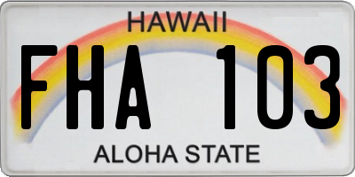 HI license plate FHA103