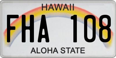 HI license plate FHA108
