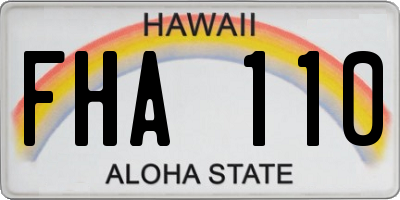 HI license plate FHA110