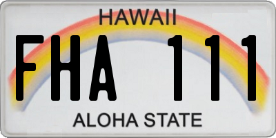 HI license plate FHA111