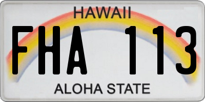 HI license plate FHA113