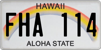 HI license plate FHA114