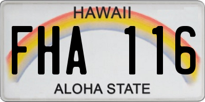 HI license plate FHA116
