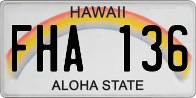HI license plate FHA136