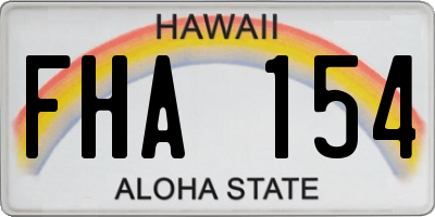 HI license plate FHA154