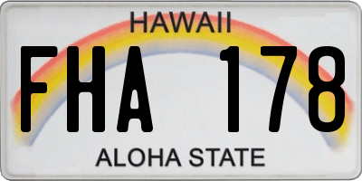 HI license plate FHA178