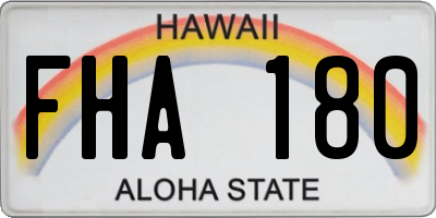 HI license plate FHA180