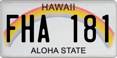 HI license plate FHA181