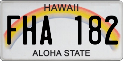 HI license plate FHA182