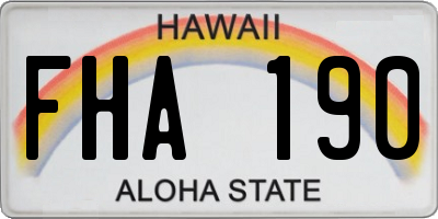 HI license plate FHA190