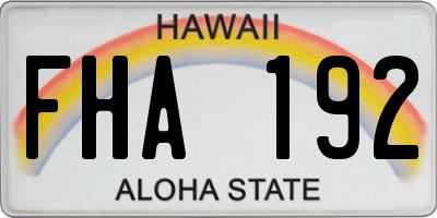 HI license plate FHA192