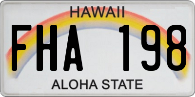 HI license plate FHA198