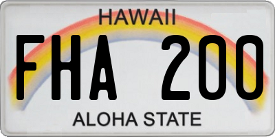 HI license plate FHA200