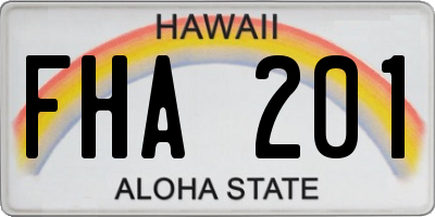 HI license plate FHA201