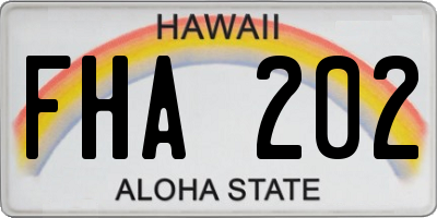 HI license plate FHA202