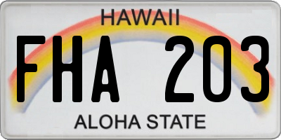 HI license plate FHA203