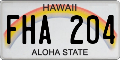 HI license plate FHA204