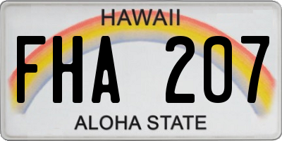 HI license plate FHA207