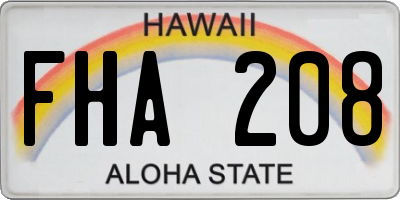 HI license plate FHA208