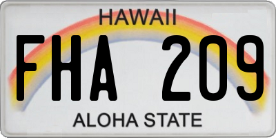 HI license plate FHA209