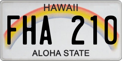 HI license plate FHA210