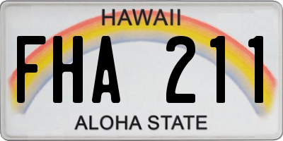 HI license plate FHA211