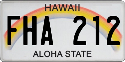 HI license plate FHA212