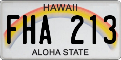 HI license plate FHA213