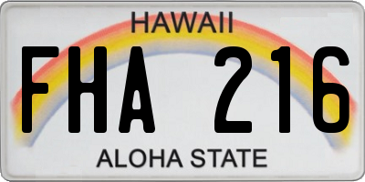 HI license plate FHA216