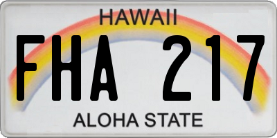 HI license plate FHA217