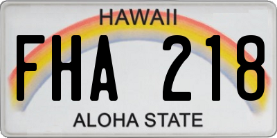 HI license plate FHA218