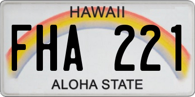 HI license plate FHA221