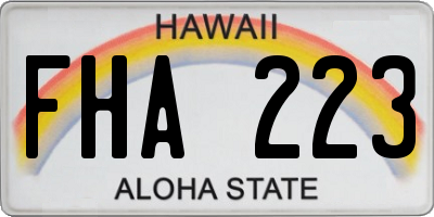 HI license plate FHA223