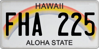 HI license plate FHA225