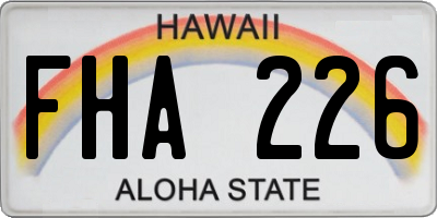 HI license plate FHA226