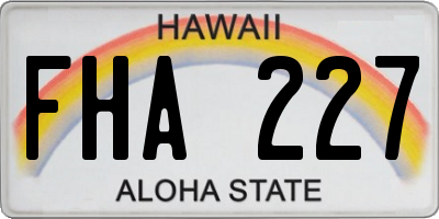 HI license plate FHA227