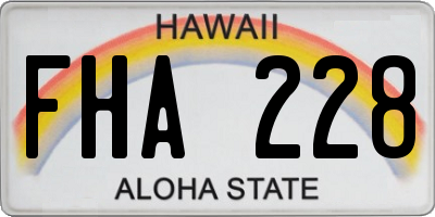 HI license plate FHA228