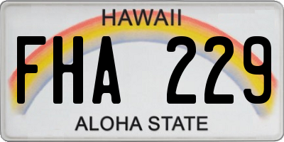 HI license plate FHA229