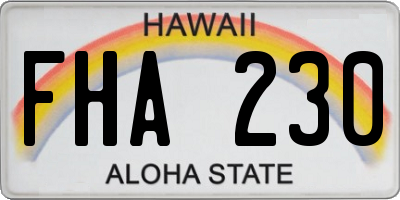 HI license plate FHA230