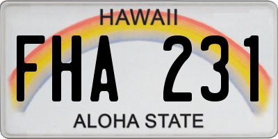 HI license plate FHA231