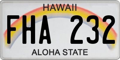 HI license plate FHA232