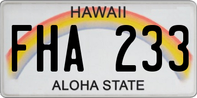 HI license plate FHA233