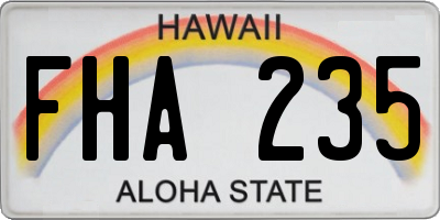 HI license plate FHA235