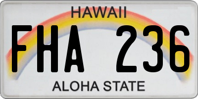 HI license plate FHA236