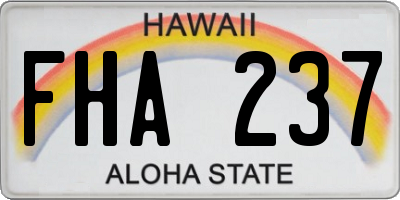 HI license plate FHA237