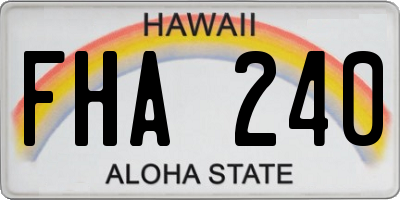 HI license plate FHA240
